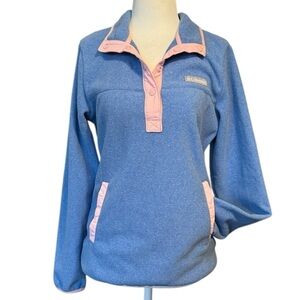 Columbia Fleece Half Snap Pullover in Powder Blue and Soft Pink